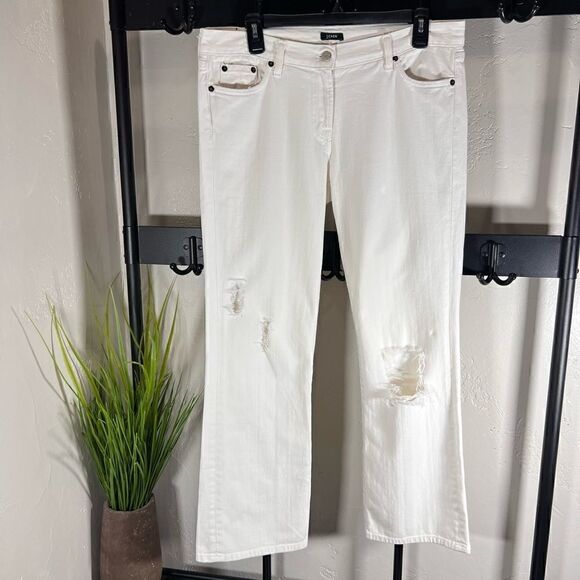 J. Crew straight leg distressed denim jeans white size 8 short - Picture 2 of 14
